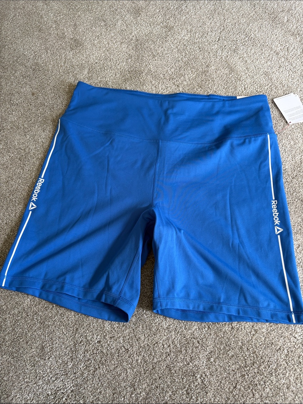 Reebok Women’s Blue Bike Shorts with White Side Piping XXL, (170)